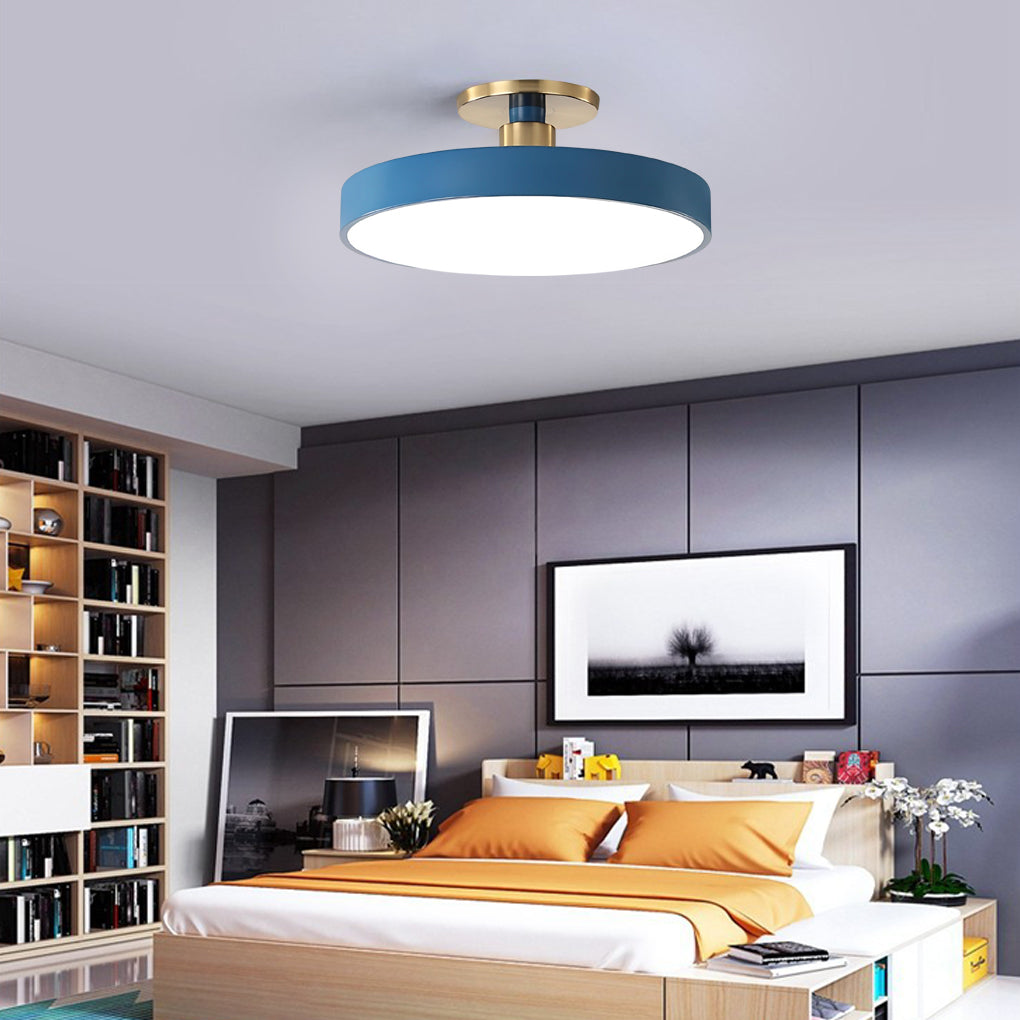 Modern Circular LED Semi-Flush Mount Ceiling Light
