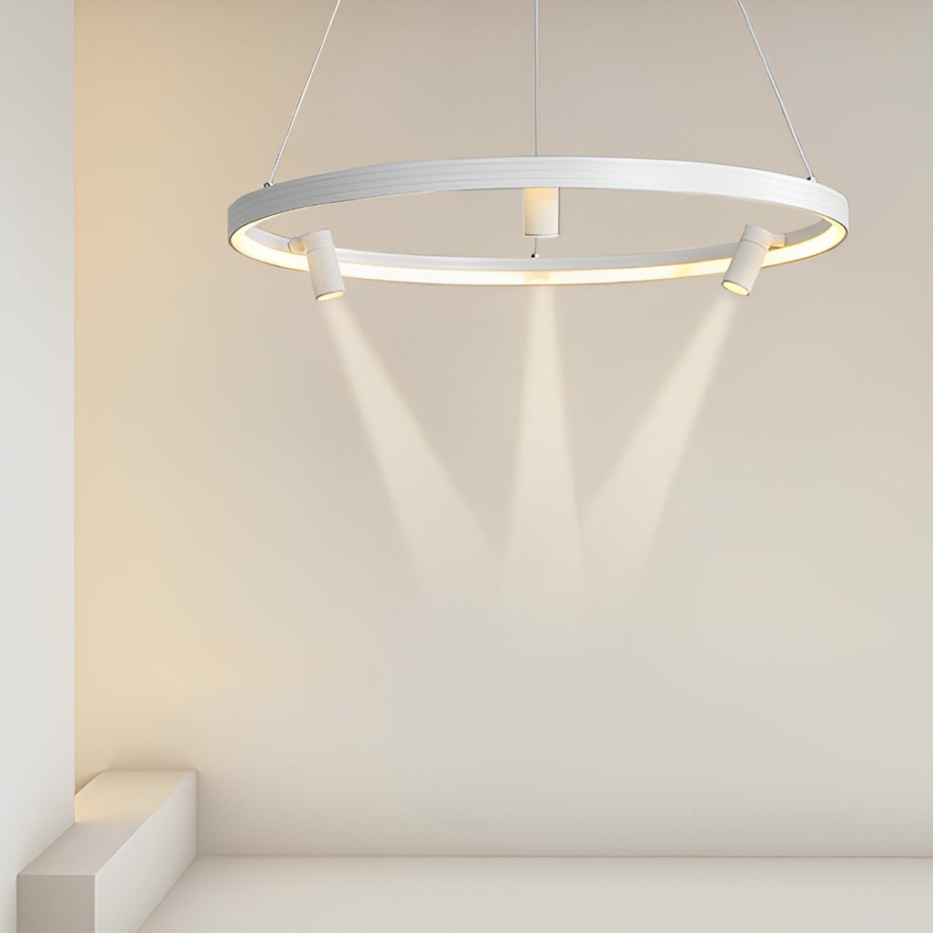 Modern Round LED Pendant Light with Adjustable Spotlights