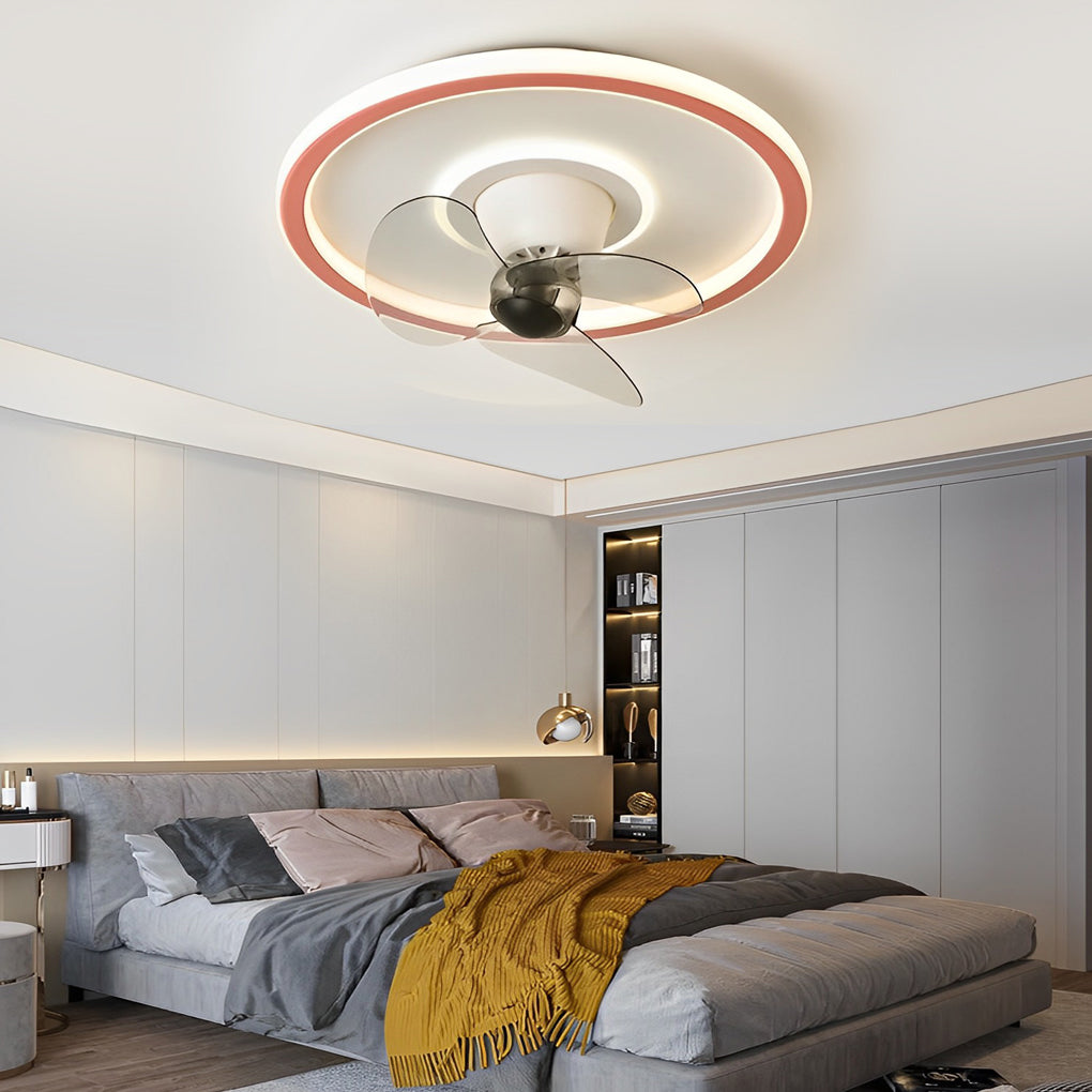 360° Rotating Dimmable Ceiling Fan Light with LED - Modern Flush Mount