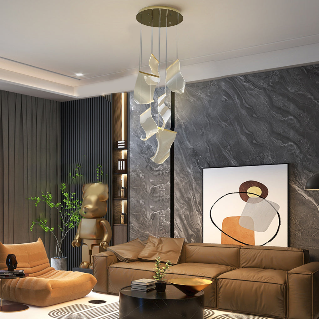 Modern Acrylic Curl Chandelier with Stepless Dimming LED