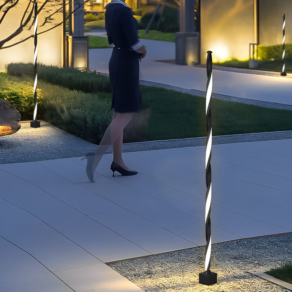 Linear Black LED Solar Path Lamp Modern Outdoor Landscape Lighting