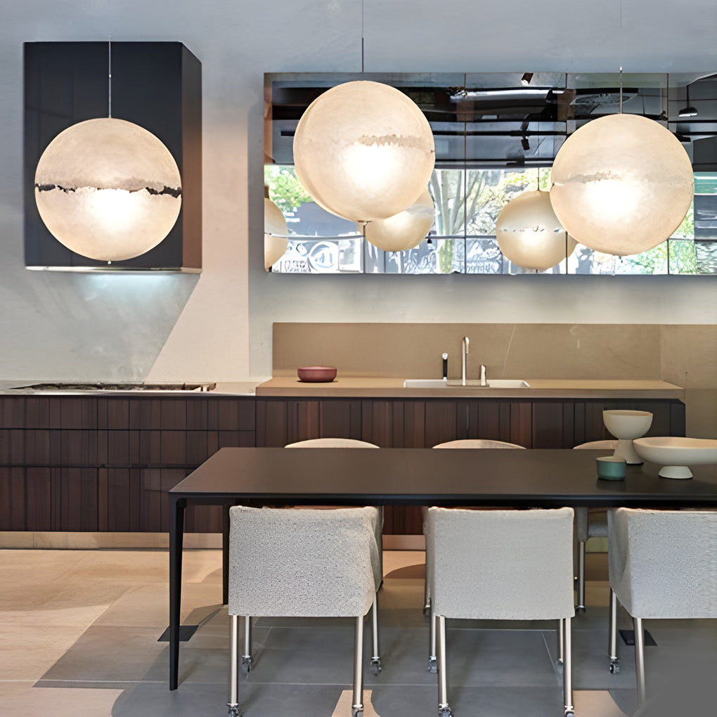 Moon Shaped Modern Nordic Pendant Light – Resin & Iron