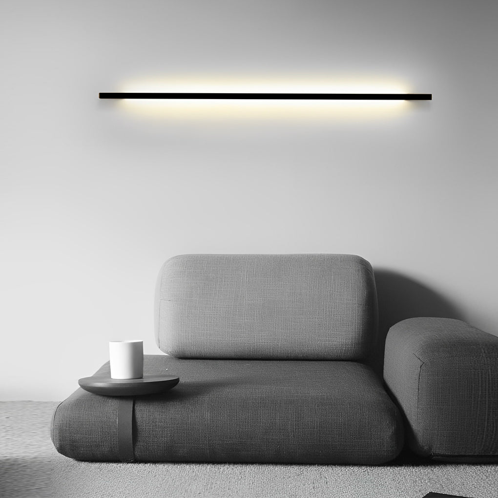 Minimalist LED Strip Wall Light with 3-Step Dimming - Black Iron