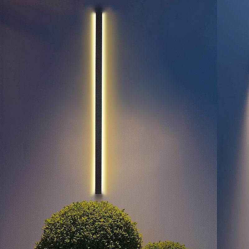 Modern Linear LED Outdoor Wall Light - Waterproof Black Metal Porch