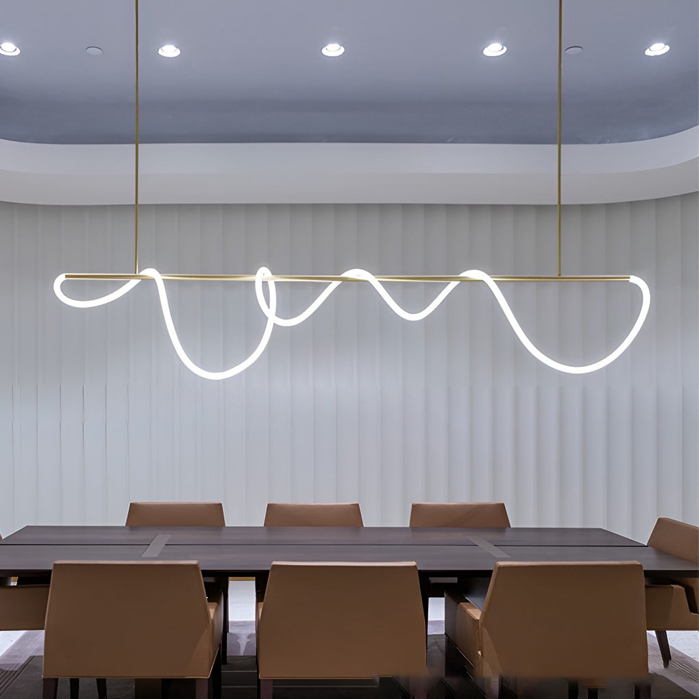 Modern LED Strip Chandelier - Gold Metal Adjustable Ceiling Light