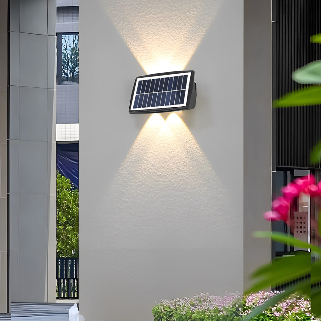 Rectangular Solar LED Outdoor Wall Lamp – Up Down Waterproof Black