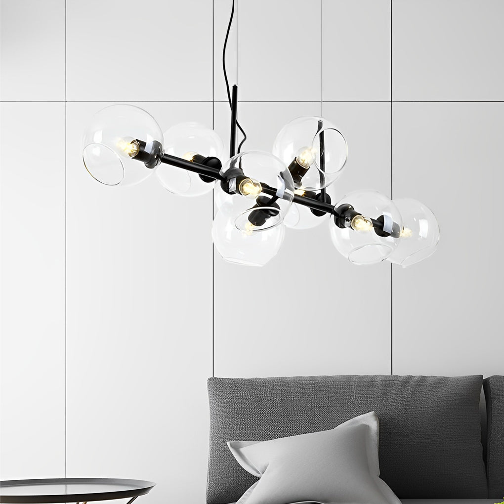 8-Light Glass Shade LED Chandelier Modern Dining Room Fixture