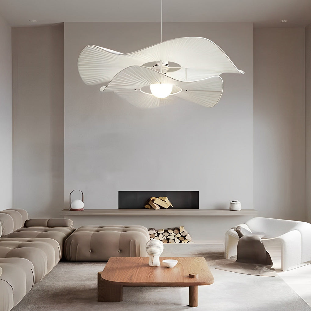 Pleated Fabric Flower Ceiling Light with Three-Step Dimming