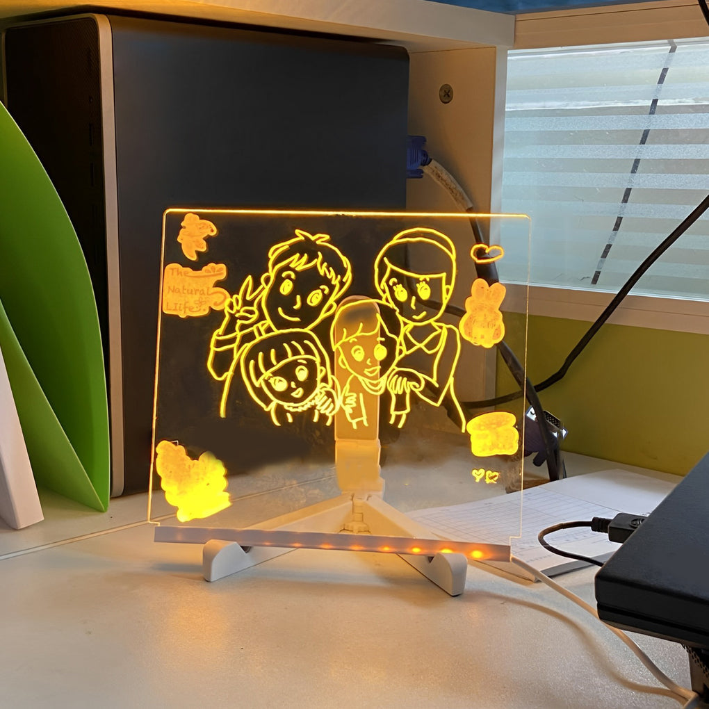 LED Acrylic Writable Message Board Table Lamp with Tripod Stand