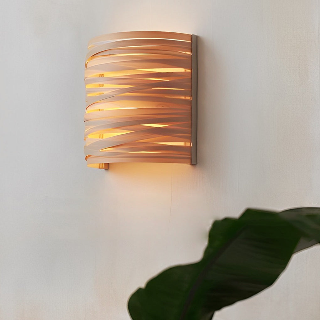 Handmade Wood Wall Sconce | Rustic Modern Semi-Cylindrical Design