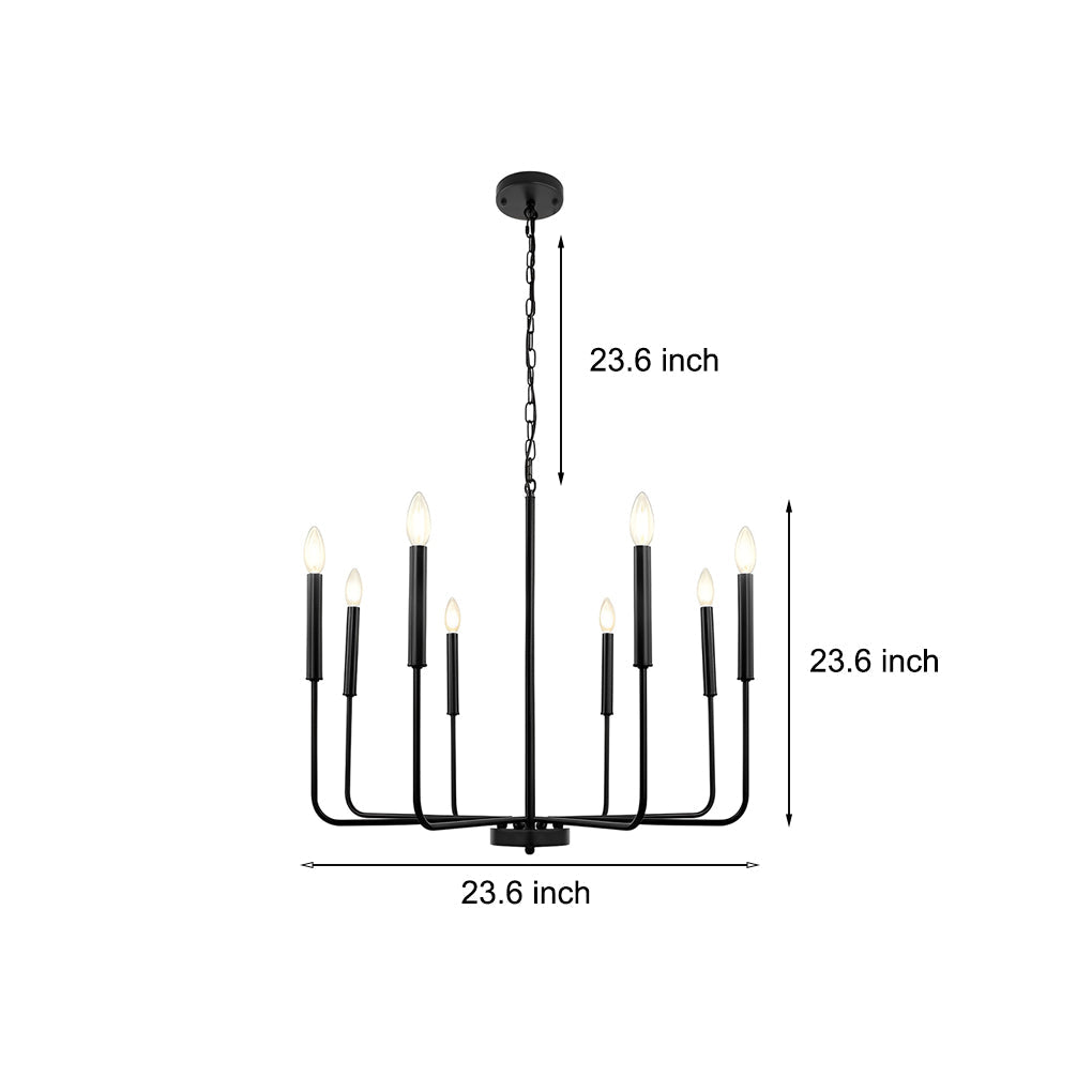 8-Light Industrial Chandelier with LED Three-Step Dimming