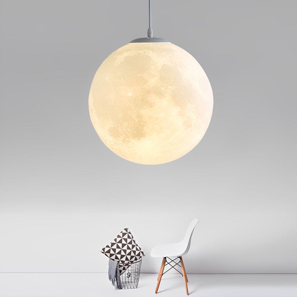 3D Moon Pendant Light Modern Nordic Spherical Hanging Lamp