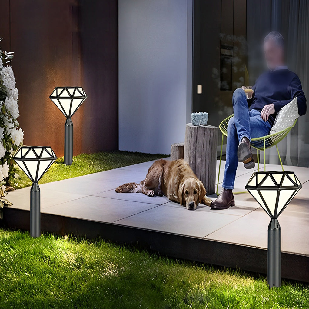 Geometric Diamond LED Lawn Lamp Modern Outdoor Landscape Lighting