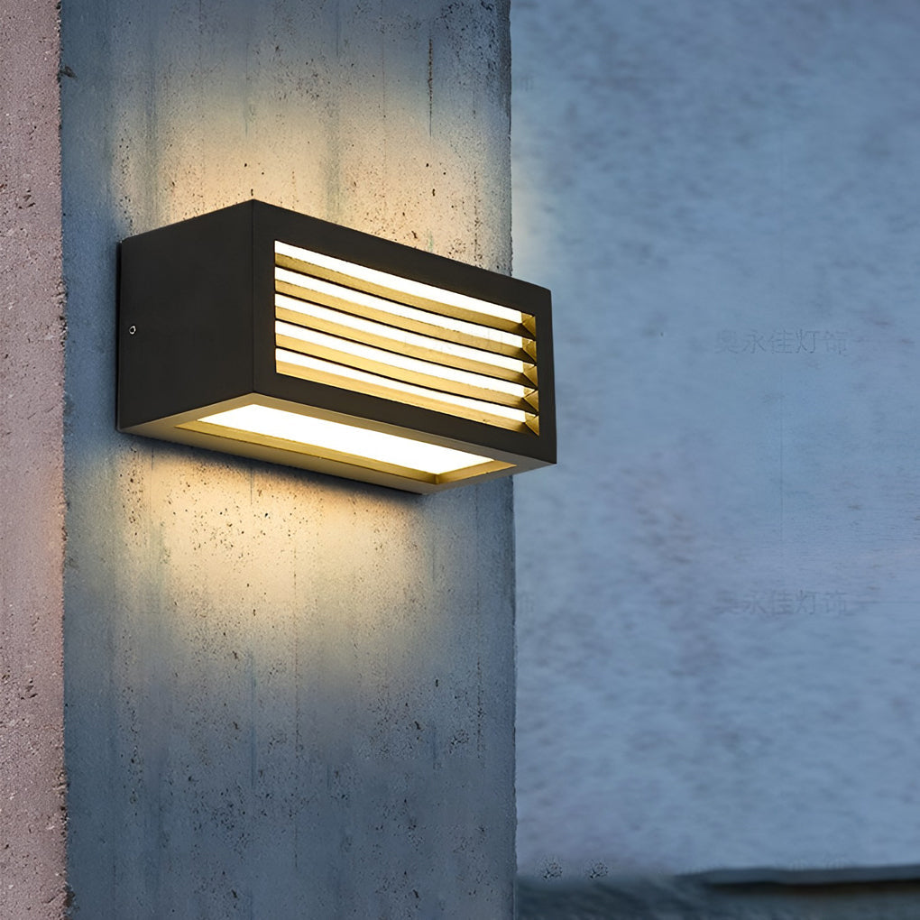 Rectangular Waterproof LED Outdoor Wall Sconce - Black Aluminum