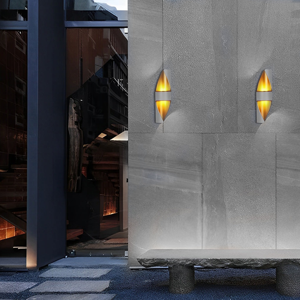 Spiral Outdoor Wall Light Up Down Gold Interior Die-Cast Aluminum