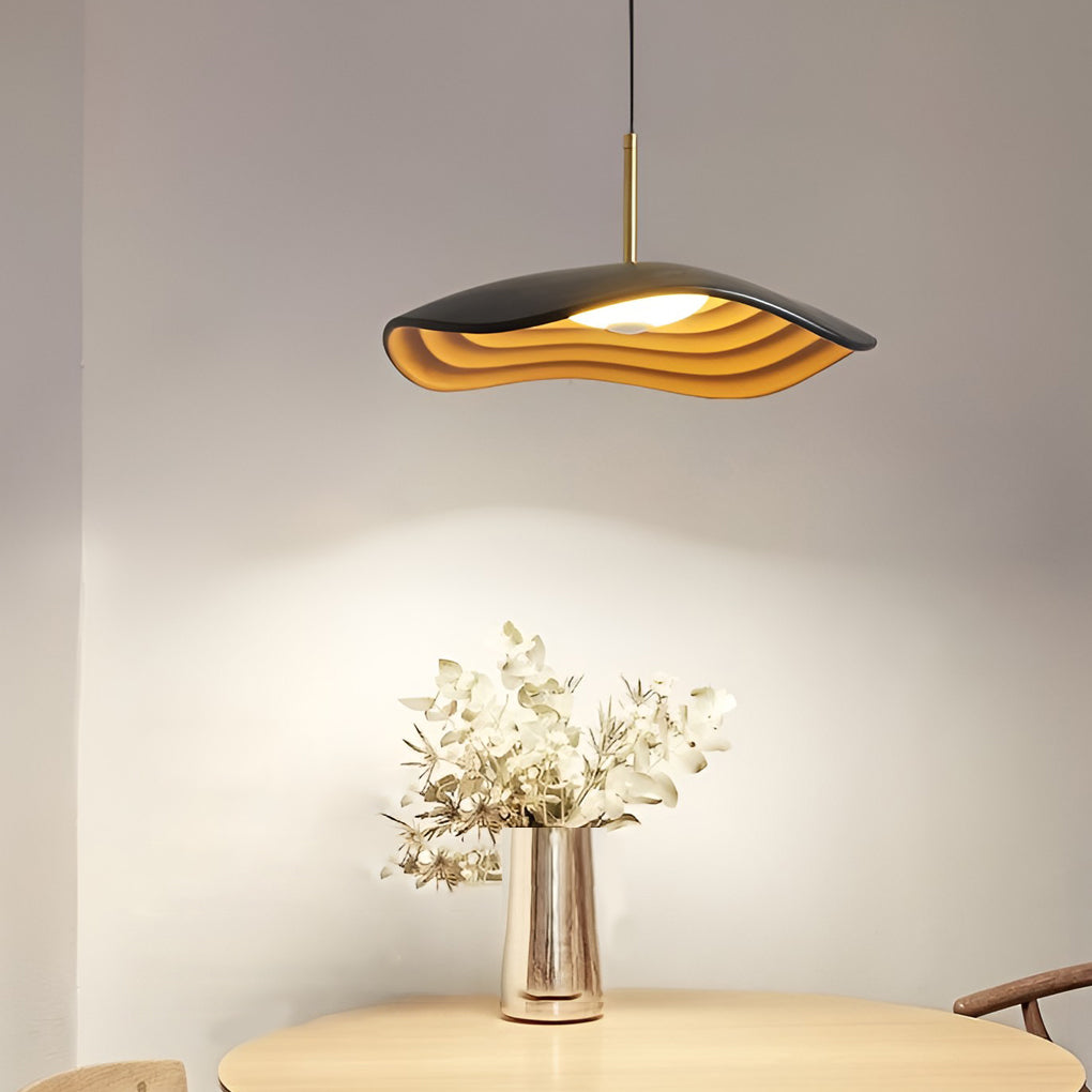 Modern Round Resin Pendant Light with 12W LED – Black & Gray