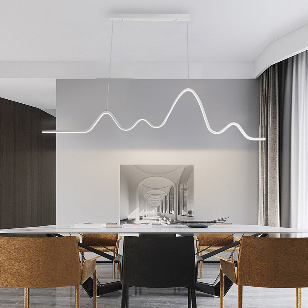Modern Wave Line LED Pendant Light with Three-Step Dimming