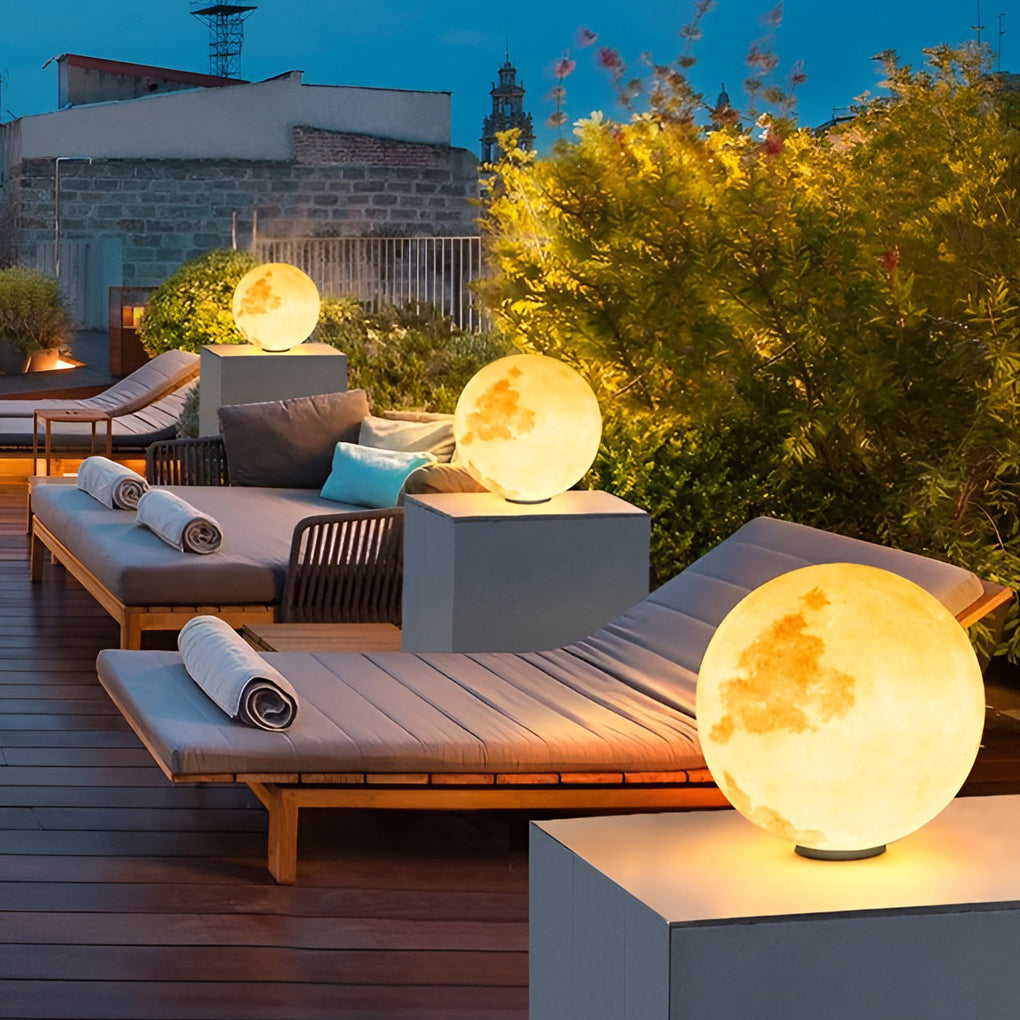Moon Waterproof LED Solar Post Cap Light - Modern Outdoor Pillar