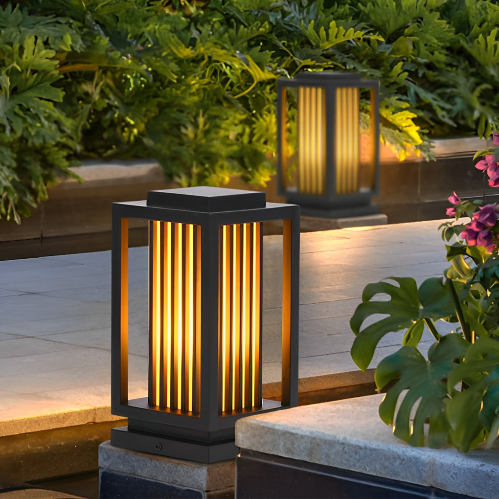 Modern Black Cage LED Pathway Lawn Light for Outdoor Landscape