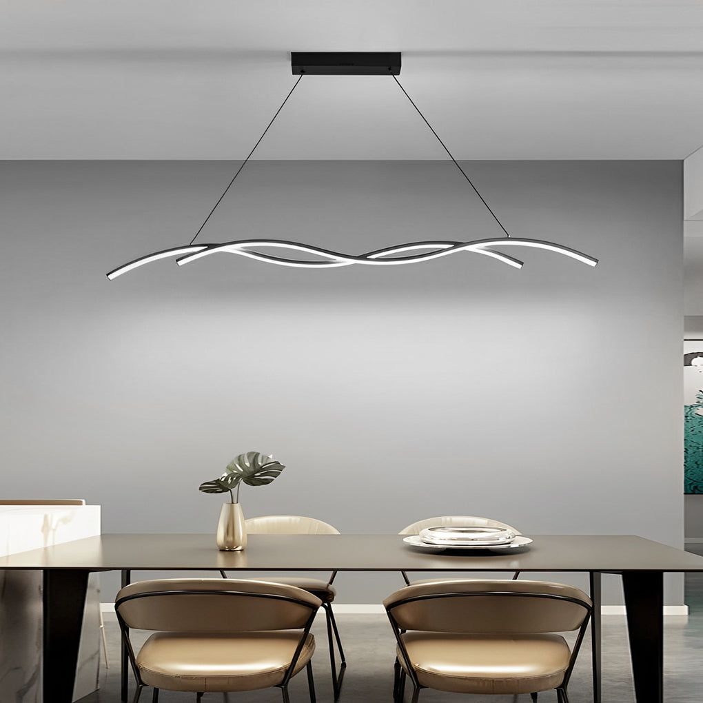 Double Wave Modern LED Pendant Light in Black or White