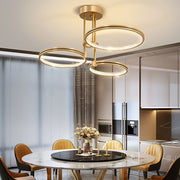 Modern 3-Ring Chandelier with Gold Finish and Acrylic Diffuser