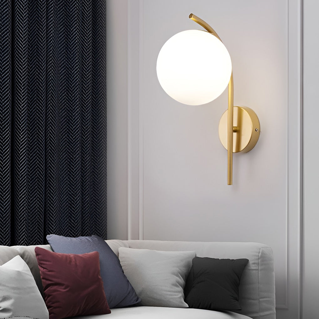 Glass Ball Wall Sconce with Metal Frame - Modern Plug-In Light