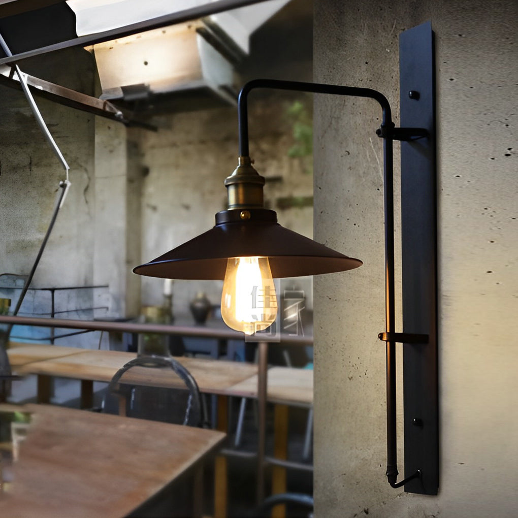 Adjustable Black Industrial Wall Sconce with LED Light