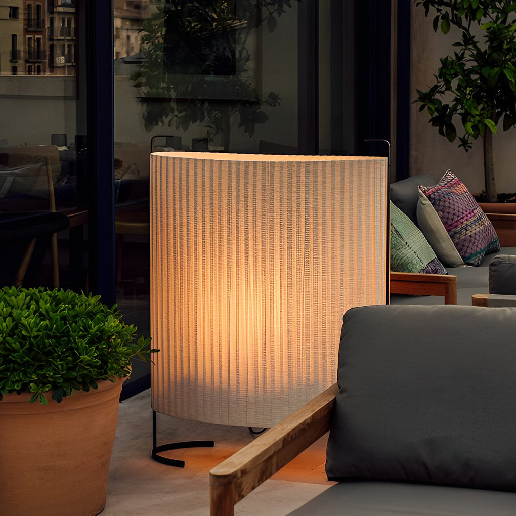 Japanese-Style Fabric Outdoor Floor Lamp - Modern Aluminum Frame