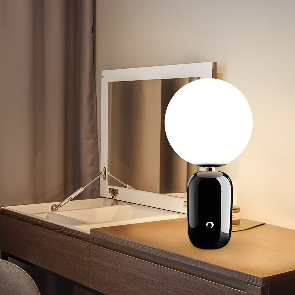 Modern Glass Globe Table Lamp with Metal Base