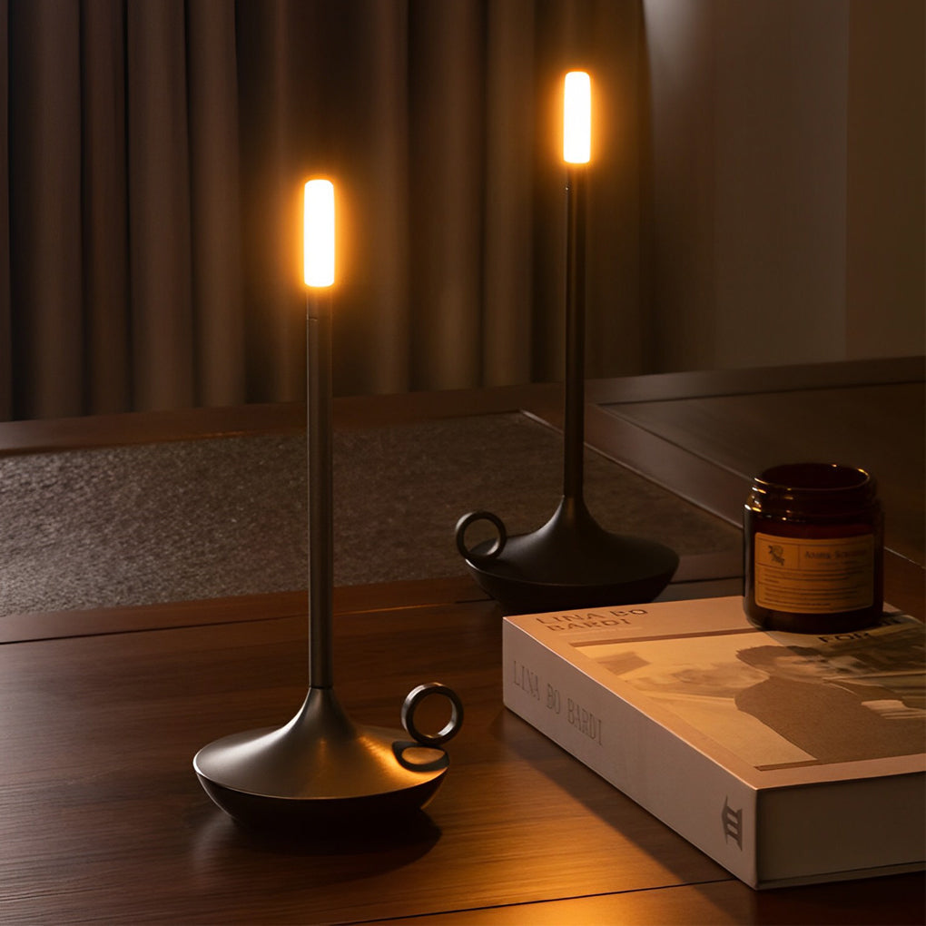 Cordless LED Wick Table Lamp with Touch Dimming & USB-C Charging