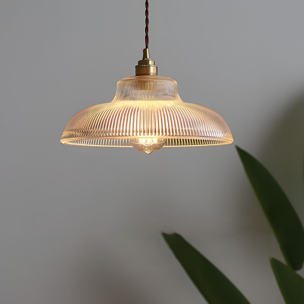 Modern Round Glass Pendant Light with Copper Fixture E27