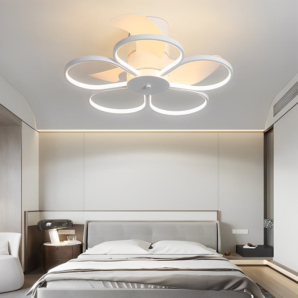 Floral Bladeless Ceiling Fan Light with Dimmable LED
