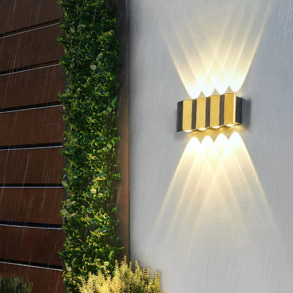 Modern Aluminum LED Outdoor Up Down Wall Light Black Gold Finish