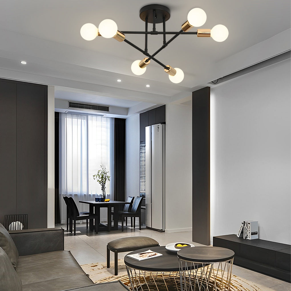 Modern 6-Light Sputnik Flush Mount Ceiling Light - 22'' Dia