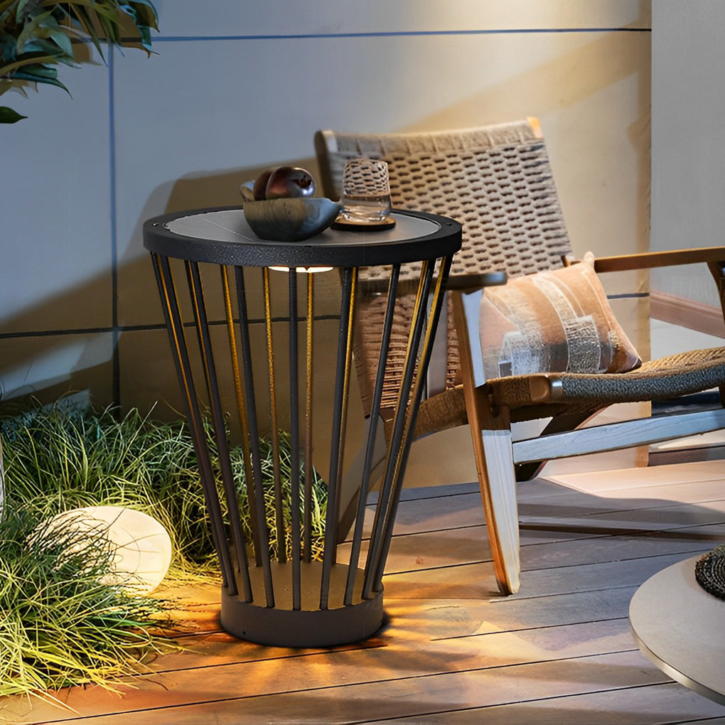 Modern Outdoor LED Floor Lamp with Integrated Tabletop