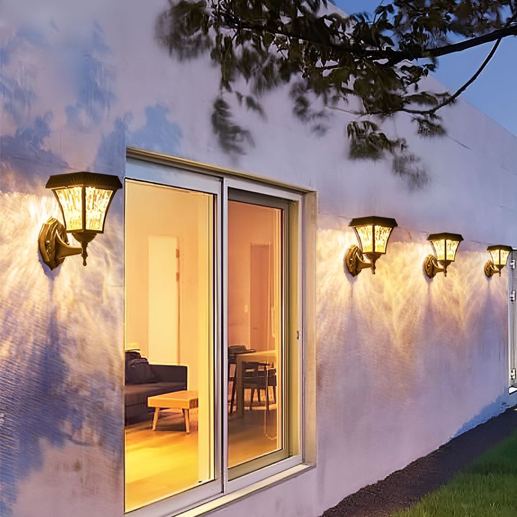 Solar LED Outdoor Wall Sconce with Touch Switch – Waterproof