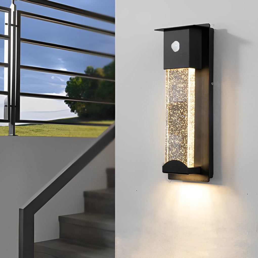 Crystal Bubble Glass Motion Sensor Outdoor Wall Lamp - Black