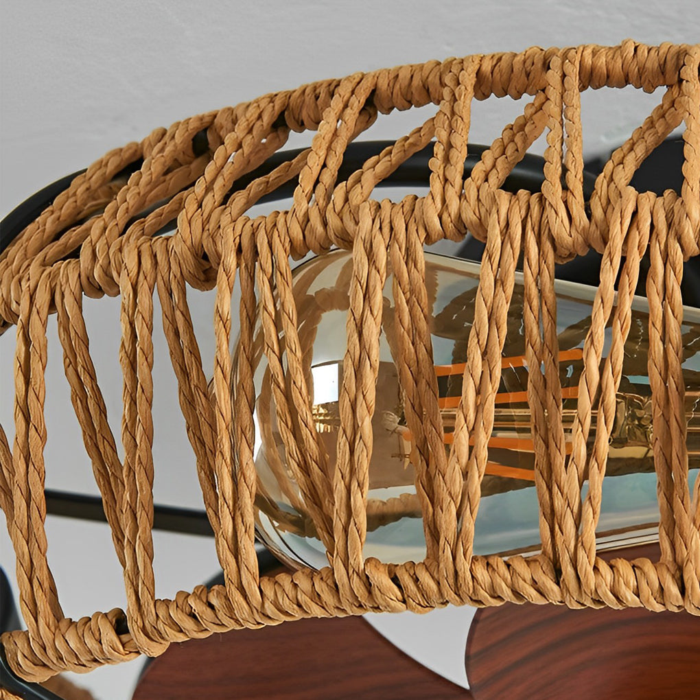 Rattan Bladeless Ceiling Fan Light with Remote Control