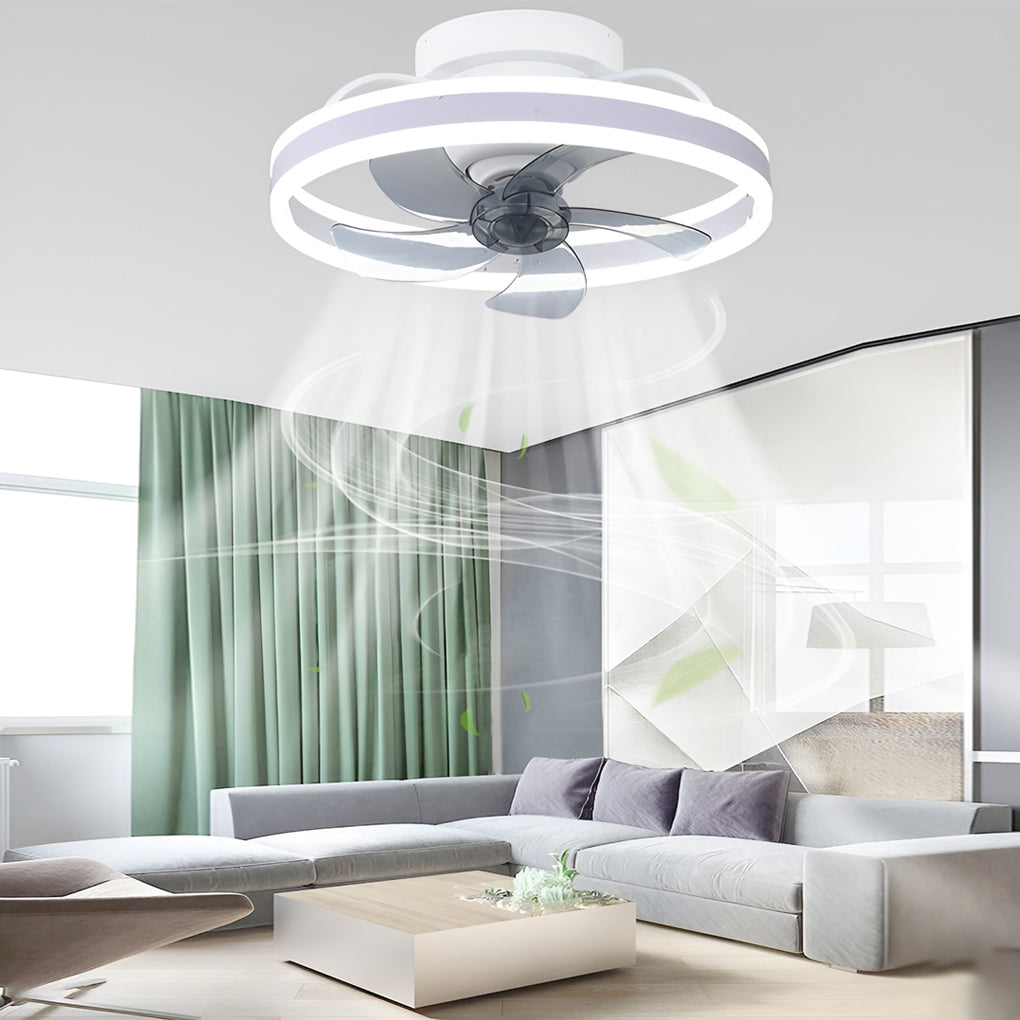 Modern Ceiling Fan Light with Stepless Dimming & Remote Control