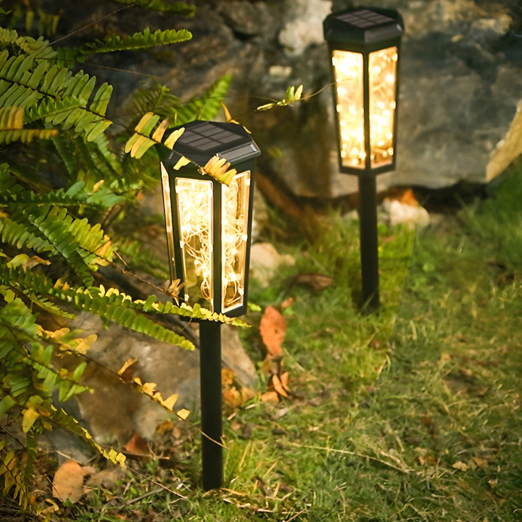 Hexagonal Solar Lawn Lights with Motion Sensor - Set of 2