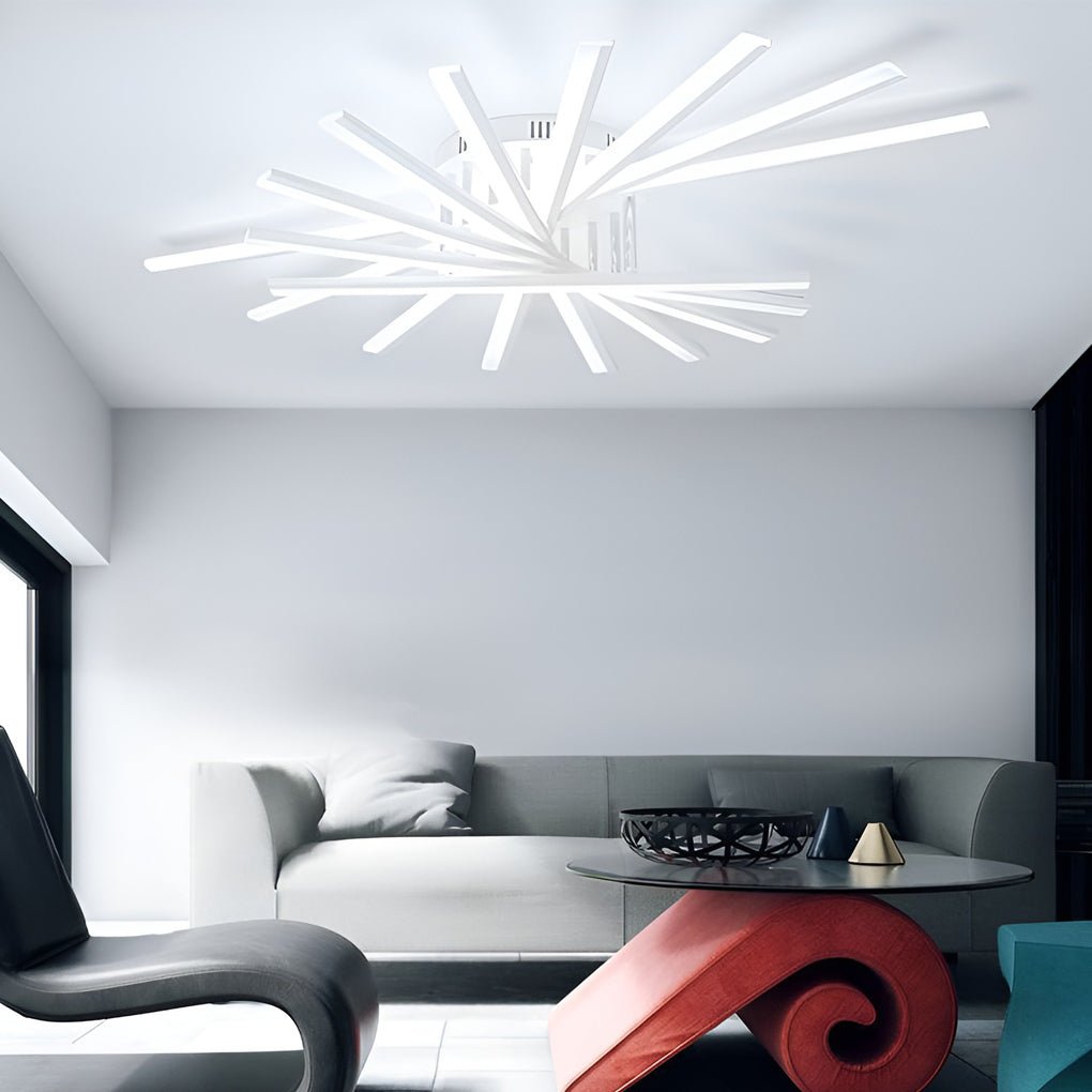 Modern LED Semi Flush Mount Ceiling Light with Stepless Dimming