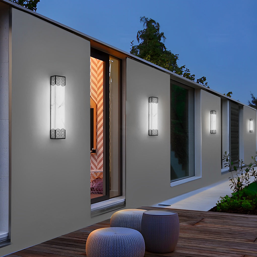 Modern Rectangular Resin LED Outdoor Wall Light - Waterproof