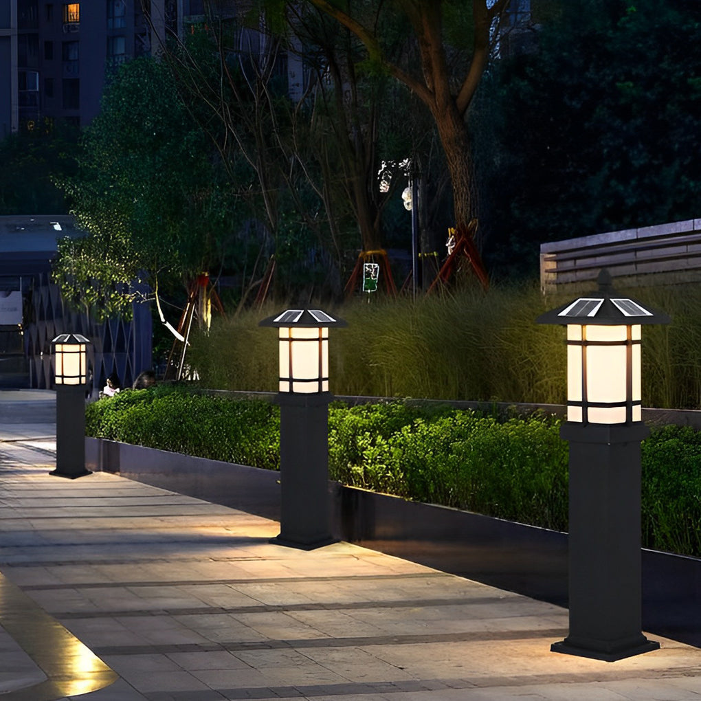 Modern Solar LED Bollard Light with Asian-Inspired Design