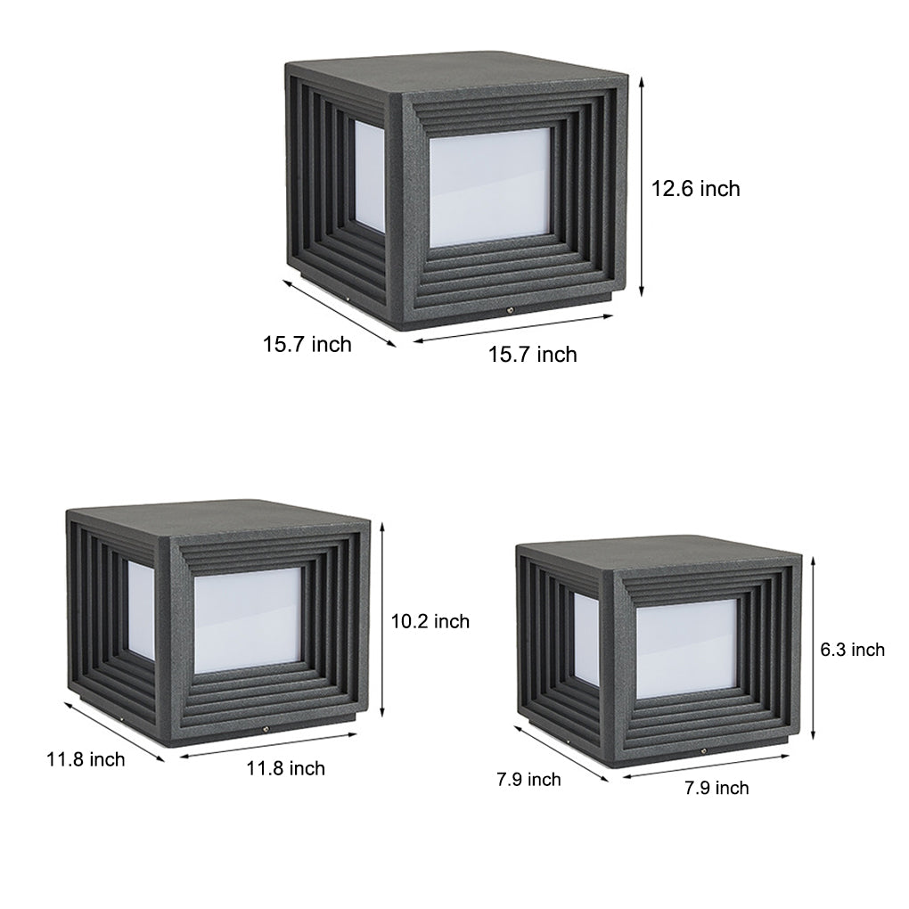 Modern Square Solar Post Cap Light - Waterproof LED Outdoor