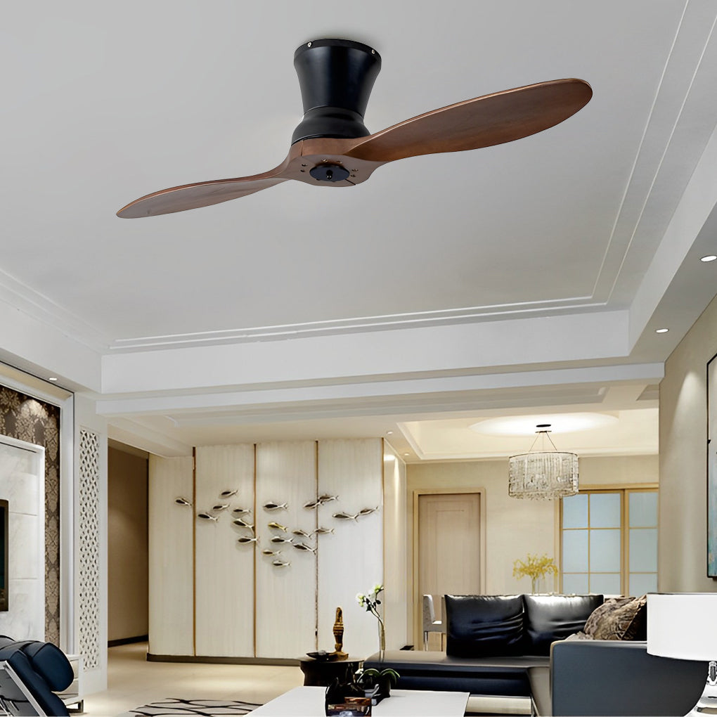 Modern Wood Ceiling Fan with Dimmable LED Light & Remote - 56 Inch