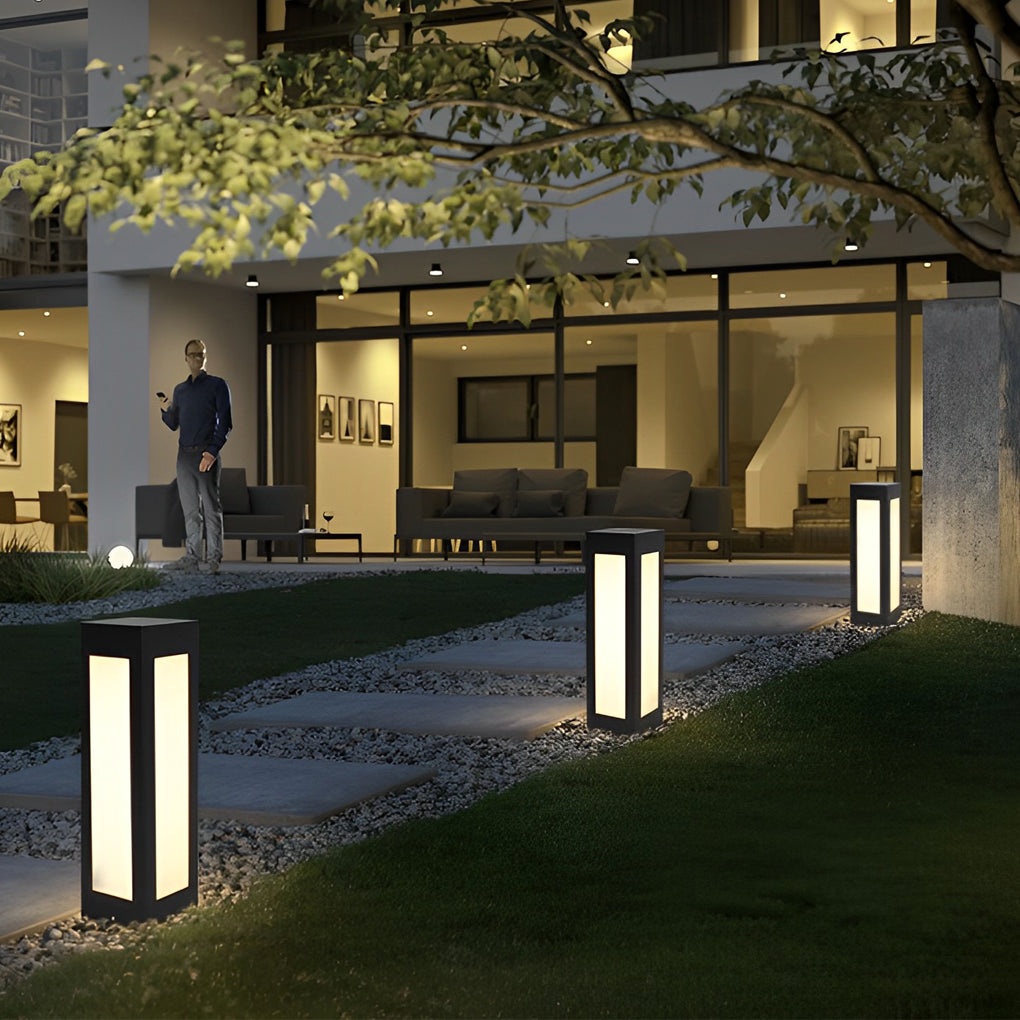 Modern Black Solar Bollard Light - LED Outdoor Pathway Lighting
