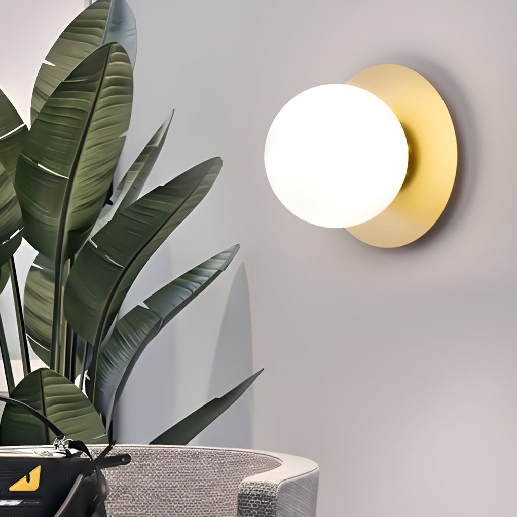 Modern Glass Ball Wall Sconce with LED - Black & Gold Finish