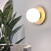 Modern Glass Ball Wall Sconce with LED - Black & Gold Finish