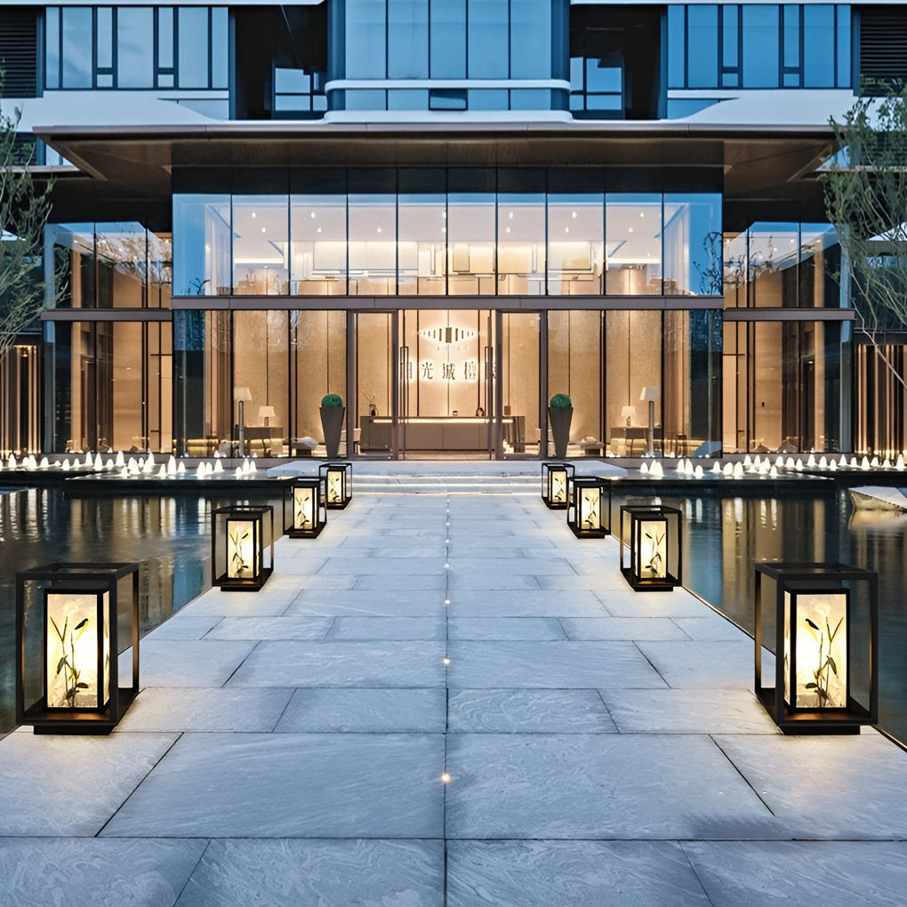 Artistic Solar LED Pathway Lights with Landscape Pattern Design