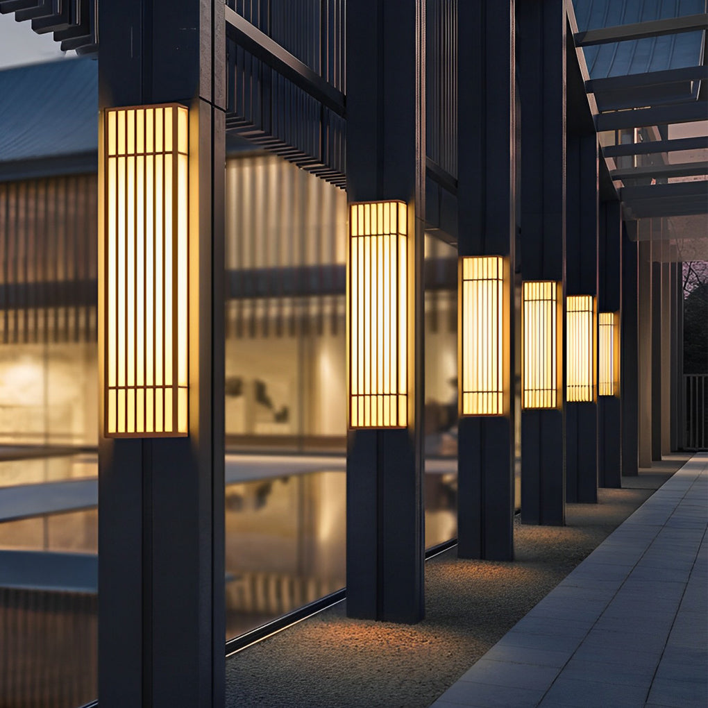 Industrial Vertical Stripe LED Outdoor Wall Lamp – Brown